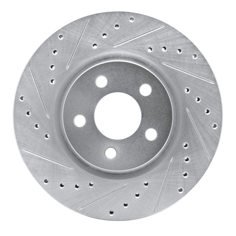 Chrysler PT Cruiser Brake Rotor (1) - Front Left - R1 Concepts - Drilled & Slotted - Silver - `03-`09